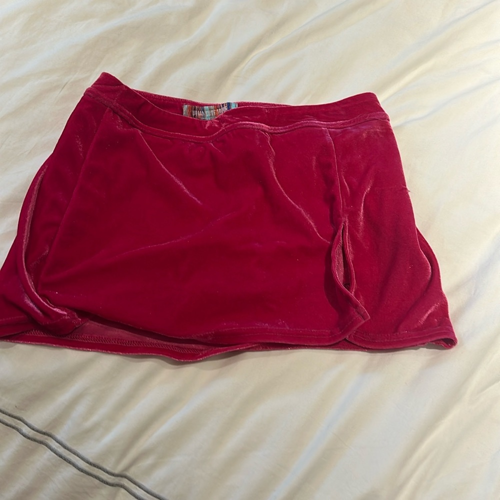 Amazing velvety mini skirt with built in shorts.